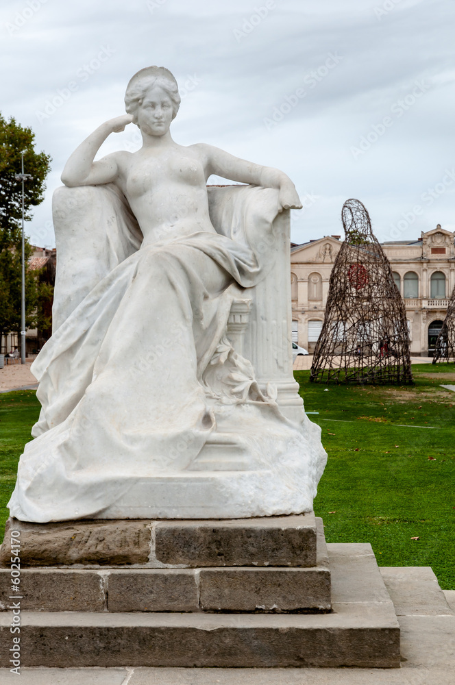 Woman statue at Place Gambetta at Carcassonne