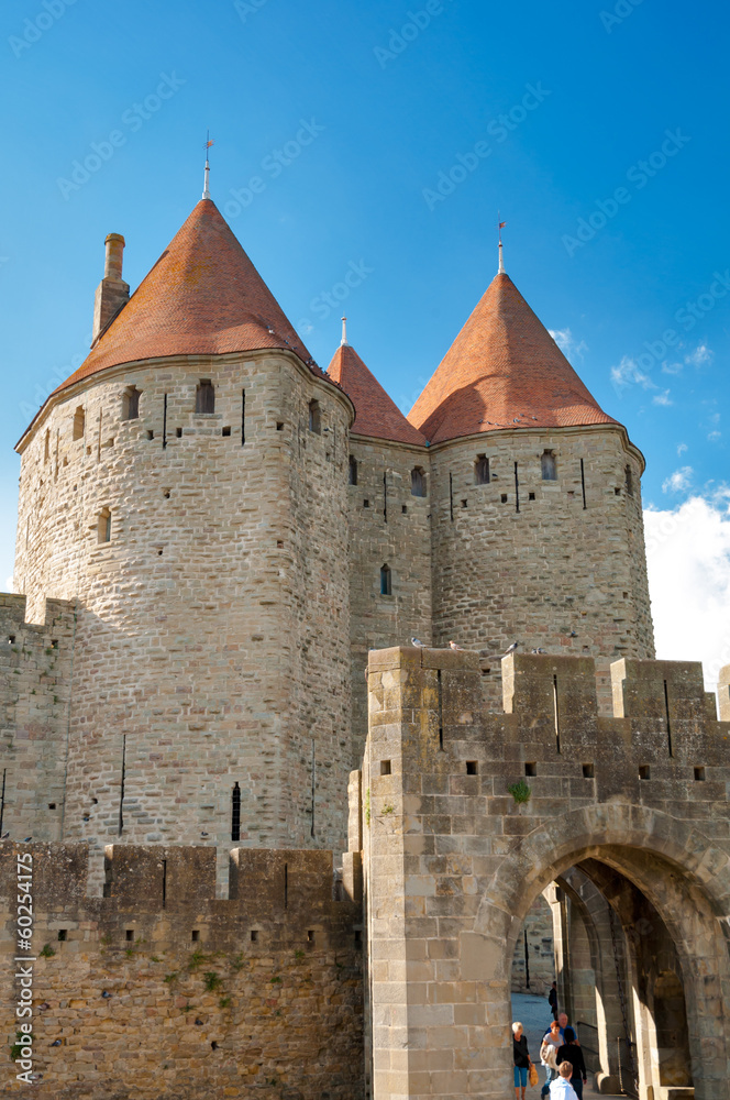Towers at Porte Narbonnaise at Carcassonne