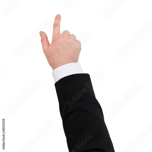 close up of businessman pointing to something