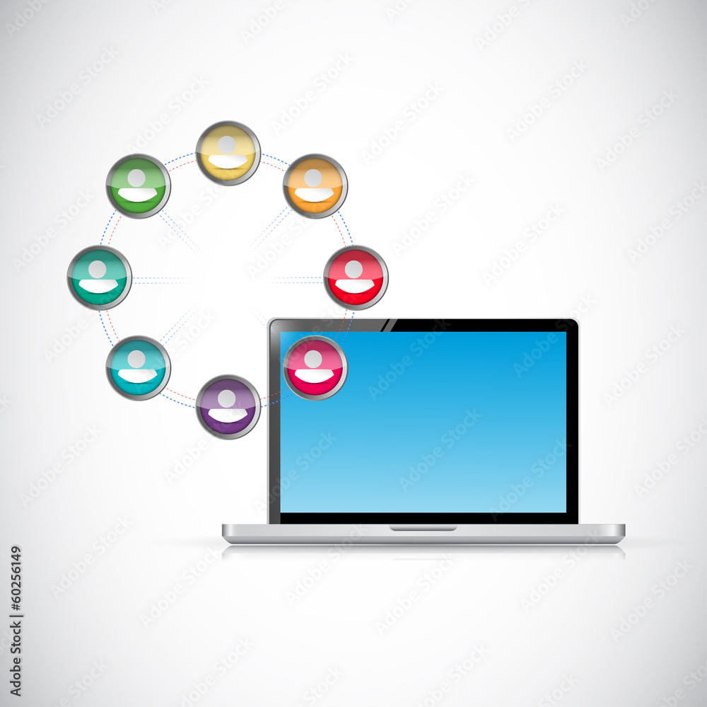 people network and laptop illustration design people network and laptop illustration design