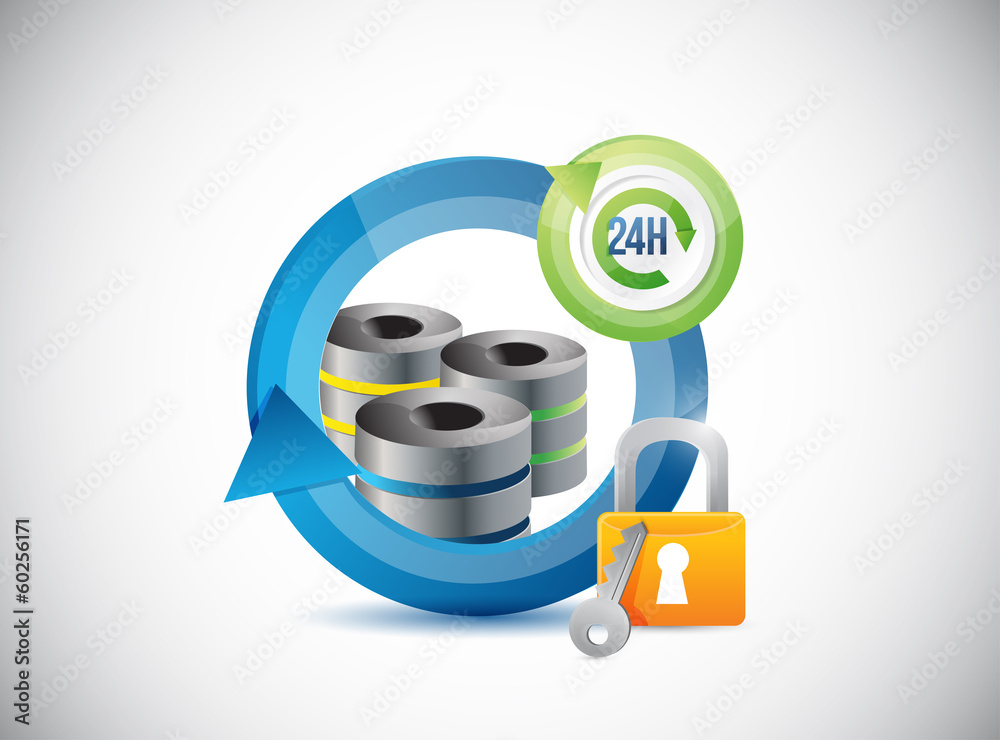 server network connection and lock illustration Stock Illustration ...