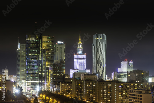 Warsaw business district at night #60256325