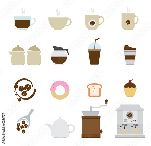 Coffee and tea Icons isolated on white background © Jehsomwang