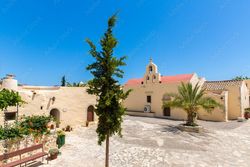 Monastery (friary) in Messara Valley at Crete island in Greece