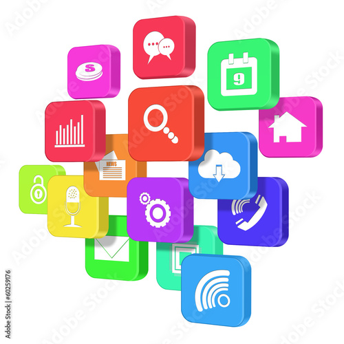 Colorful application icon  concept  isolated on white background photo