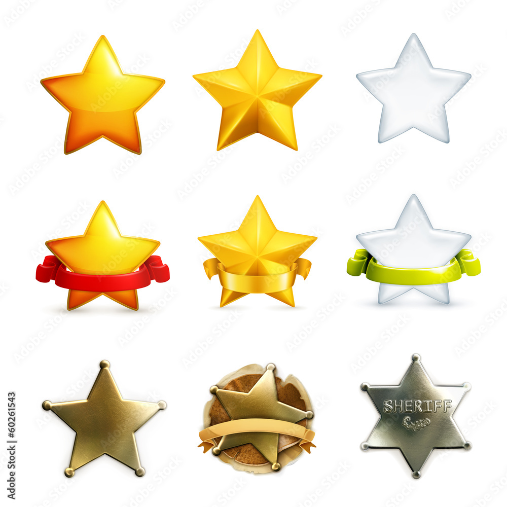 Stars icon set, vector