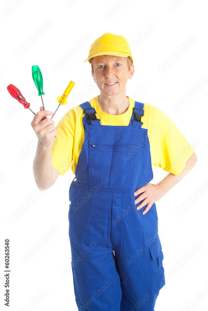 female mechanic with screwdriver female mechanic with screwdriver