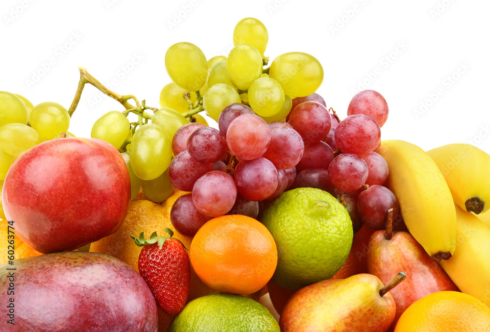 set of fruits isolated on white background set of fruits isolated on white background