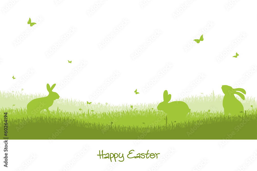 Happy Easter - green silhouette