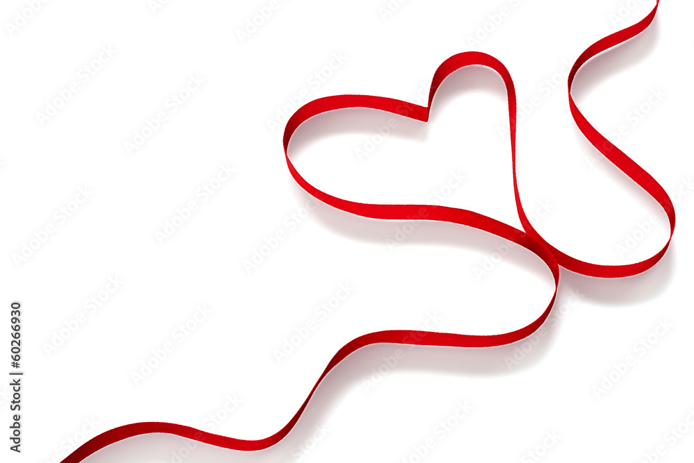 Heart shaped red ribbon,