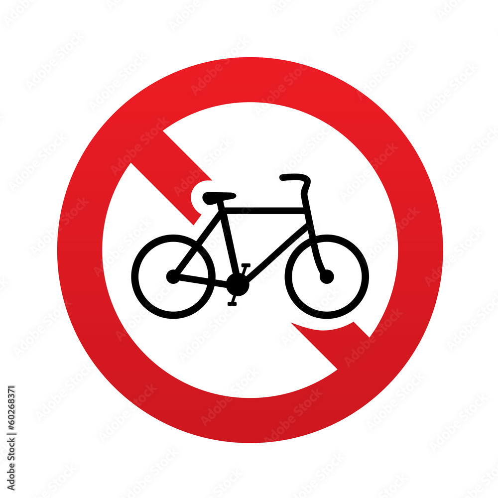 No Bicycle sign icon. Eco delivery. Family vehicle No Bicycle sign icon. Eco delivery. Family vehicle