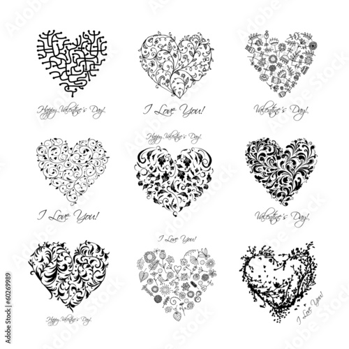 Set of valentine hearts for your design