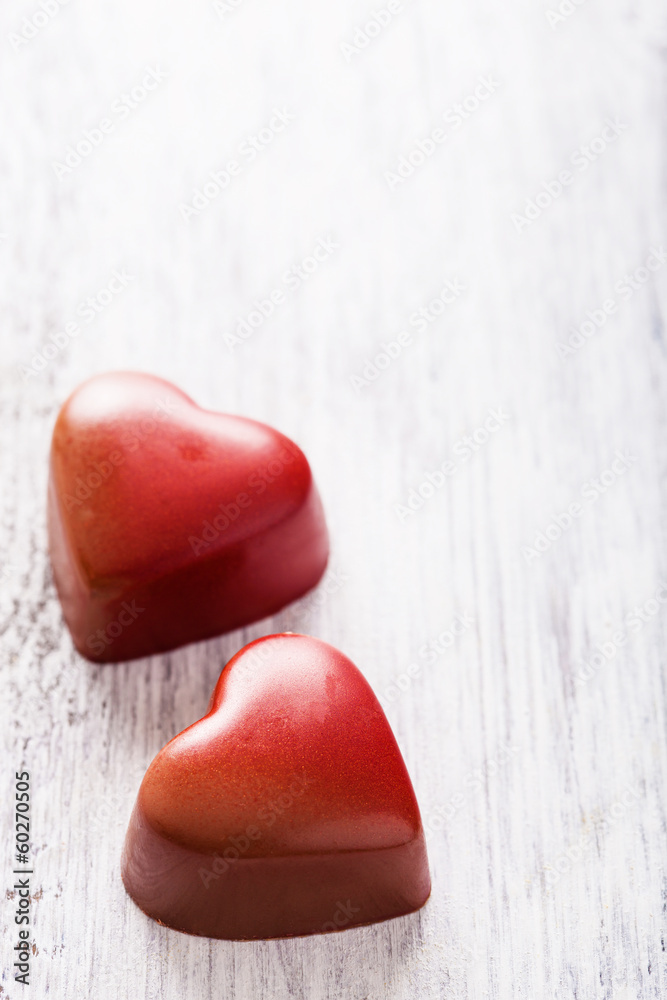 Obraz premium red chocolate hearts for Valentines Day