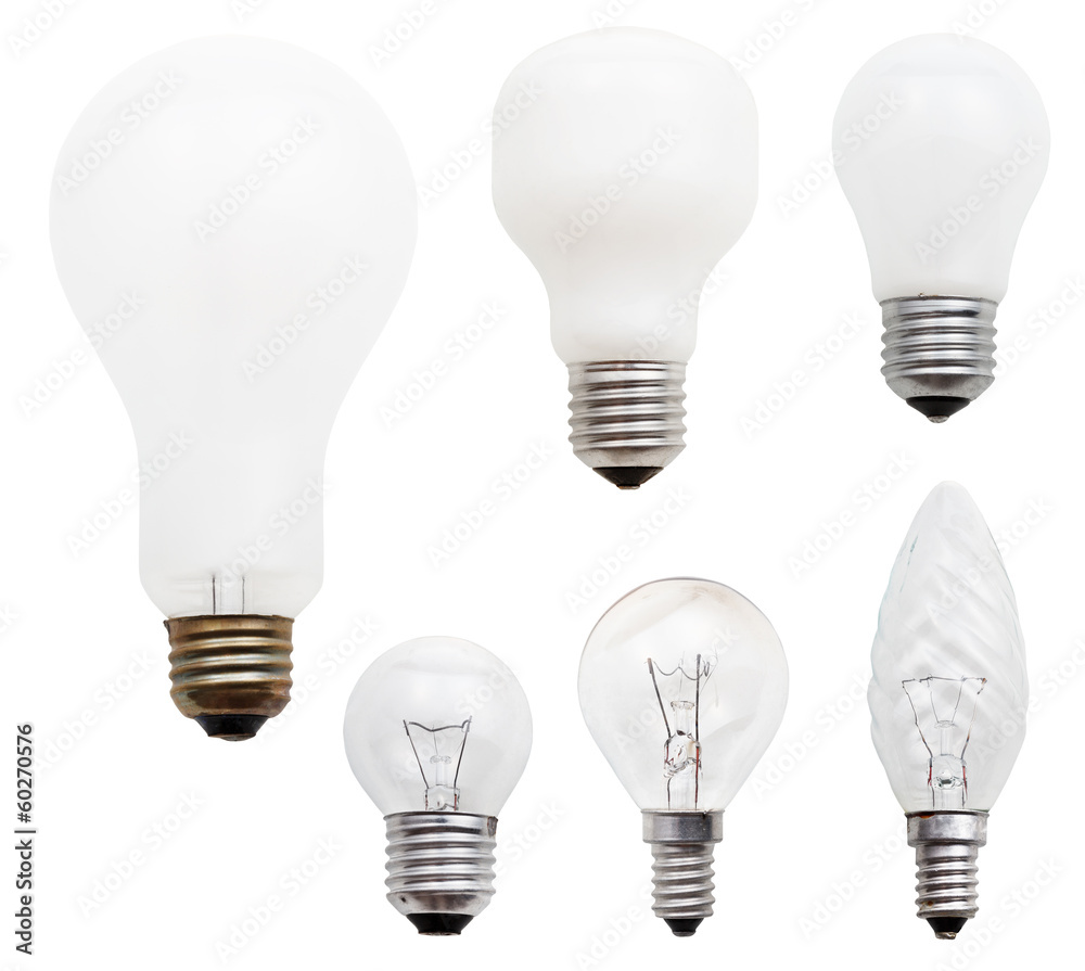 set of usual incandescent light bulbs set of usual incandescent light bulbs