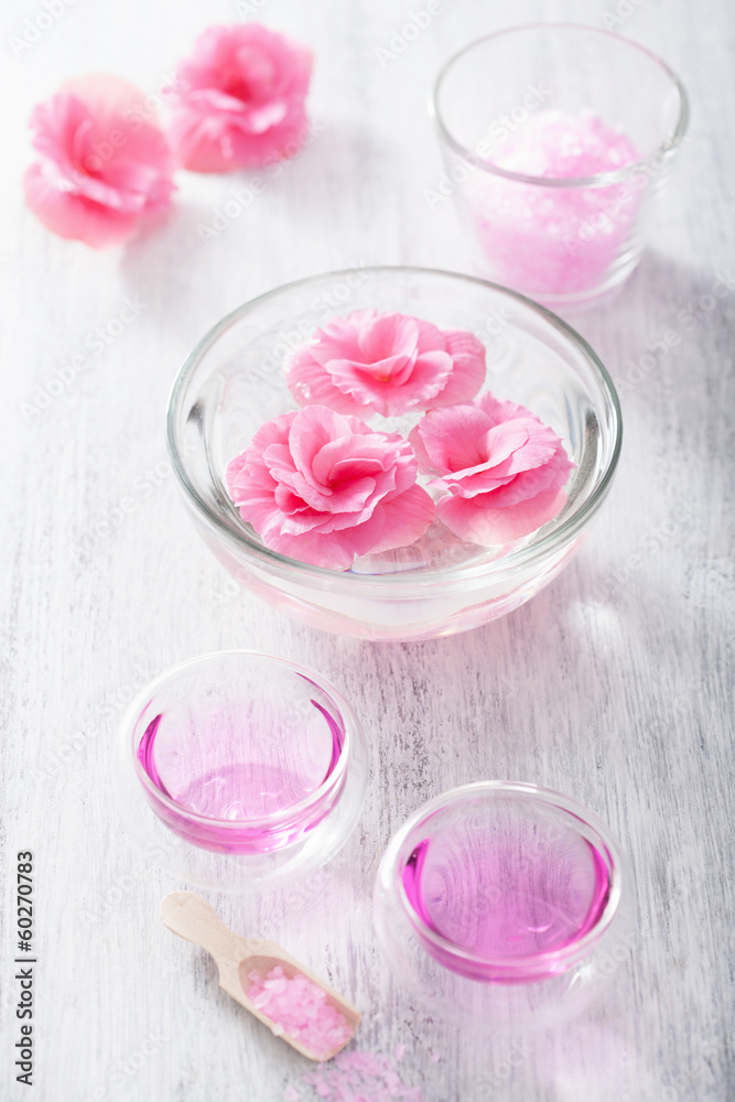 spa set with begonia flowers and essential oil spa set with begonia flowers and essential oil