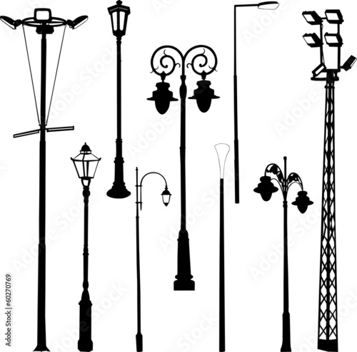 street and garden lamps vector