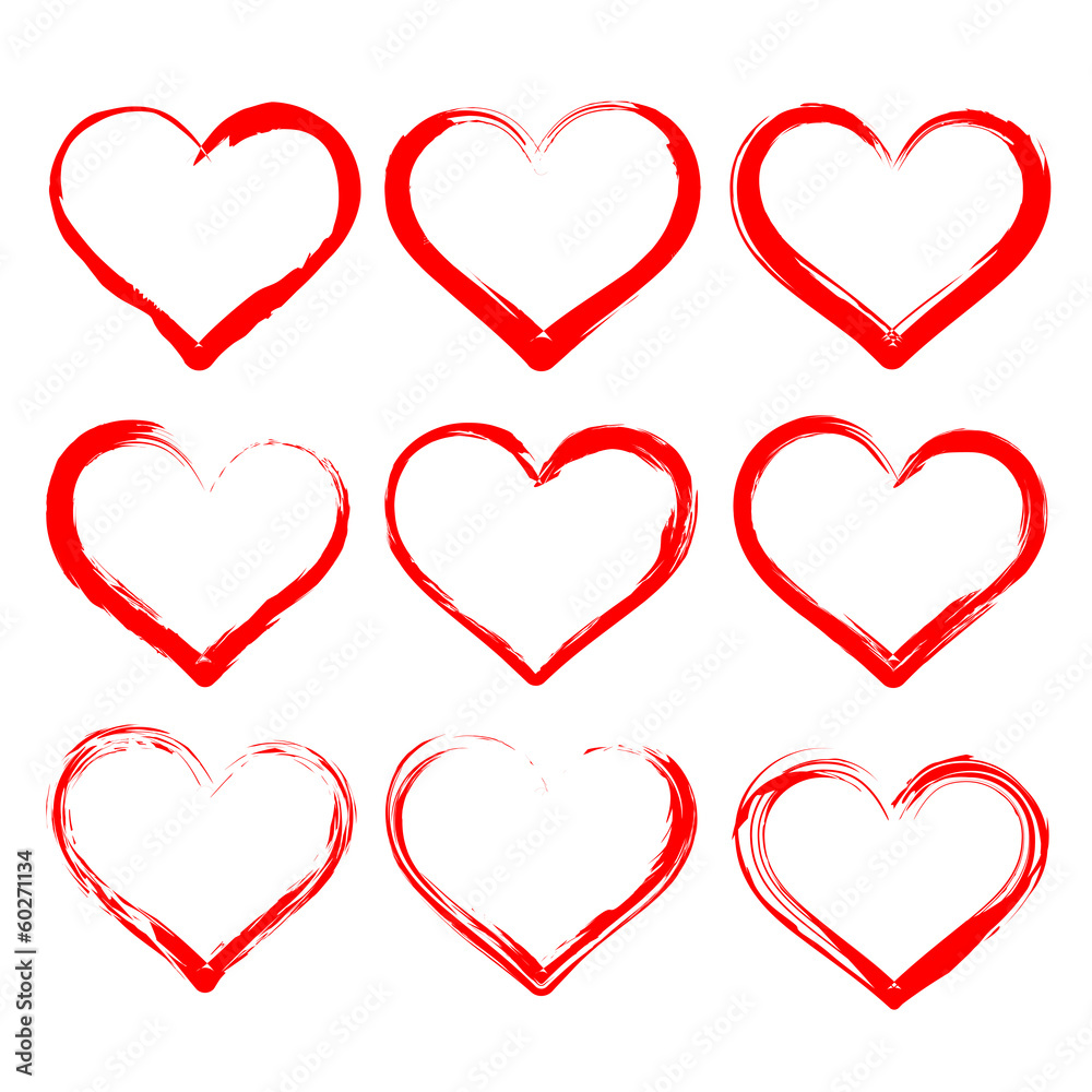 hearts set cartoon vector  illustration