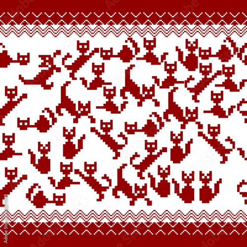 Pixeled patten with cats