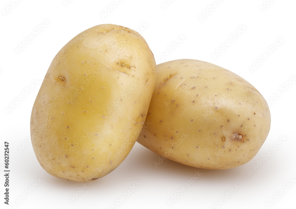 Two potatoes isolated on white background with clipping path Two potatoes isolated on white background with clipping path