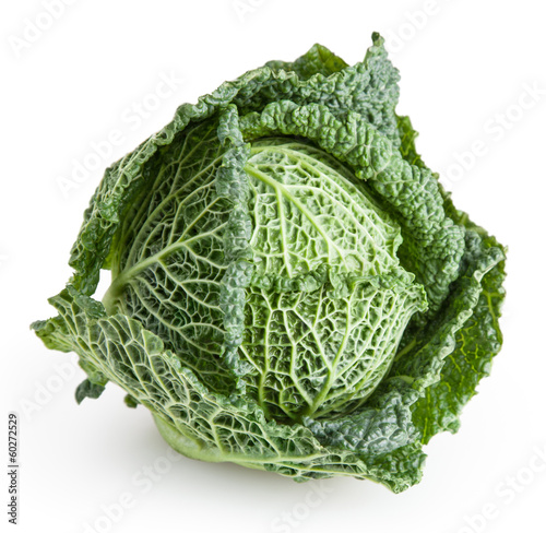 Savoy cabbage isolated on white background with clipping path