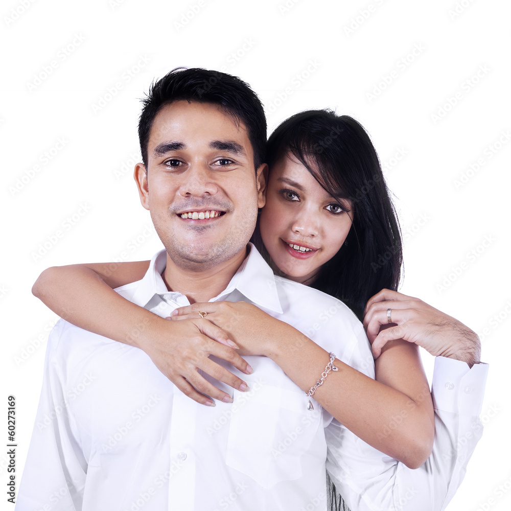 Smiling happy couple isolated on white background Smiling happy couple isolated on white background