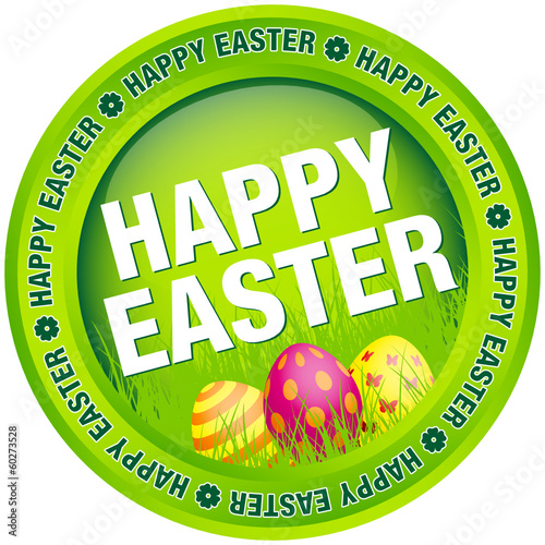 Button "Happy Easter" Eggs Green