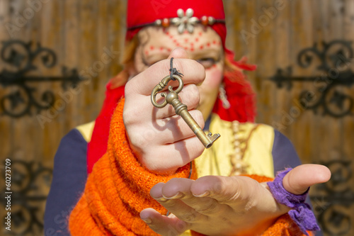 Quadro em tela gypsy girl baroque key