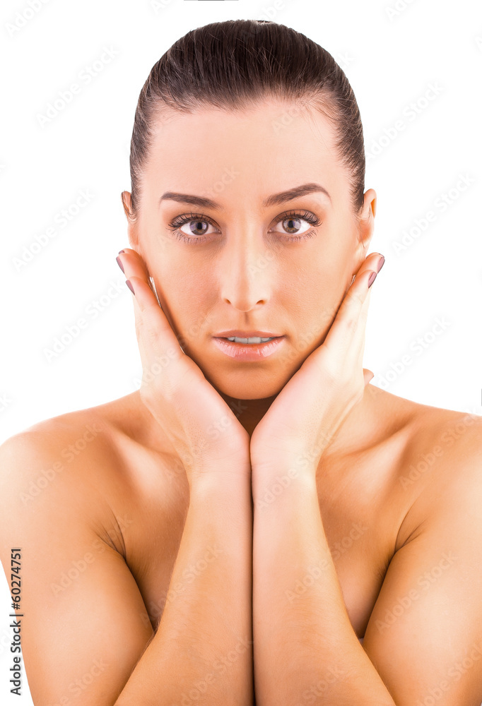 portrait of a beautiful girl on a white background portrait of a beautiful girl on a white background
