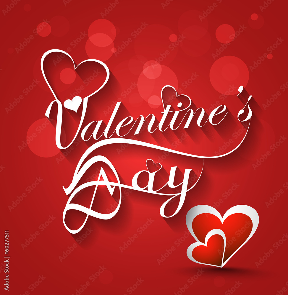 Valentine's day stylish text card for heart colorful background
