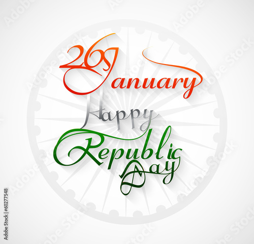 Beautiful 26 january calligraphy happy republic day text tricolo