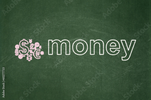 Finance concept: Finance Symbol and Money on chalkboard