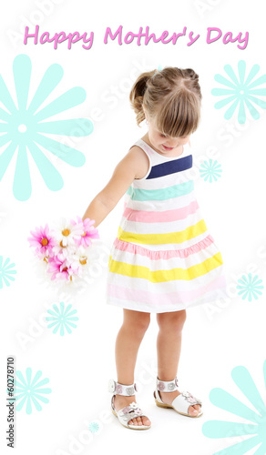 Little cute girl holding fl...