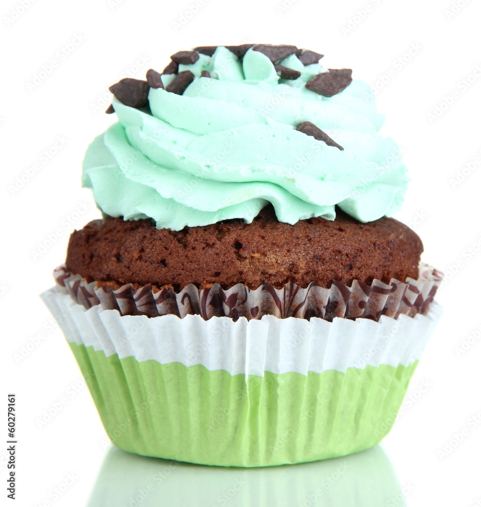 Tasty cupcake isolated on white