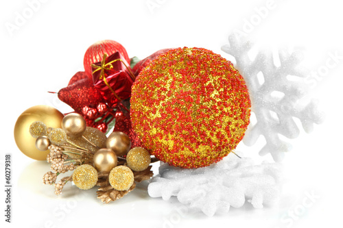 Composition of Christmas balls isolated on white