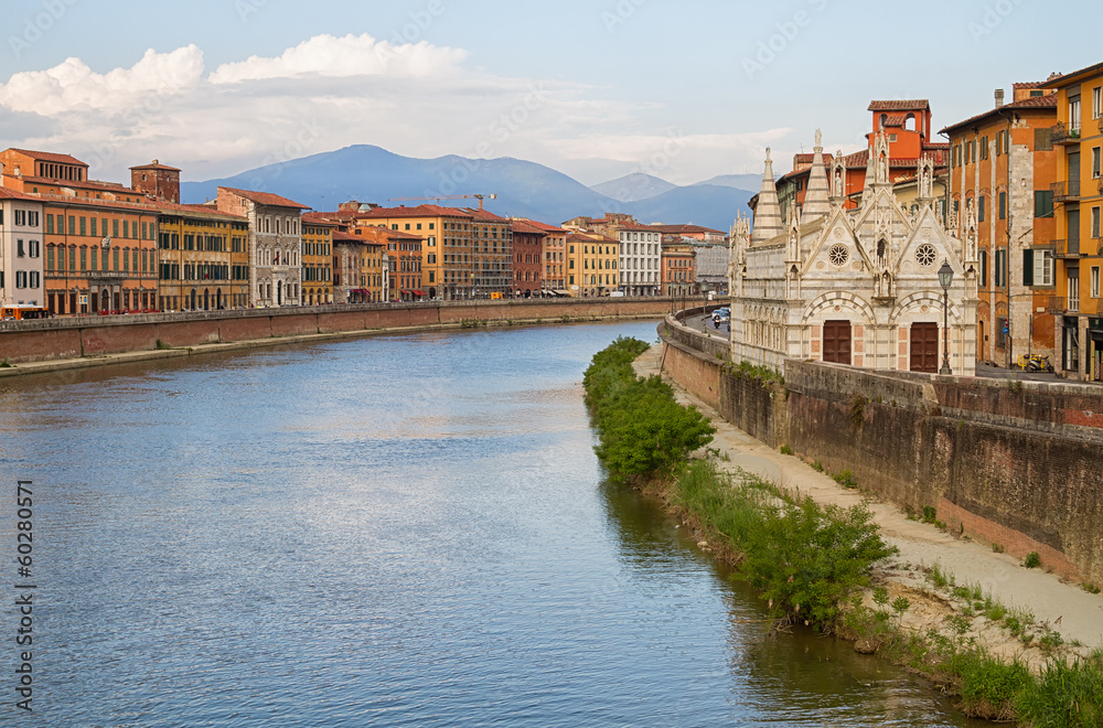 City of Pisa with river Arno.