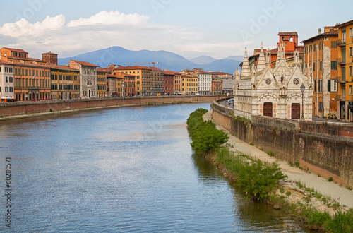 City of Pisa with river Arno.