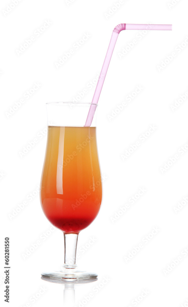 Glass of tasty cocktail isolated on white Glass of tasty cocktail isolated on white