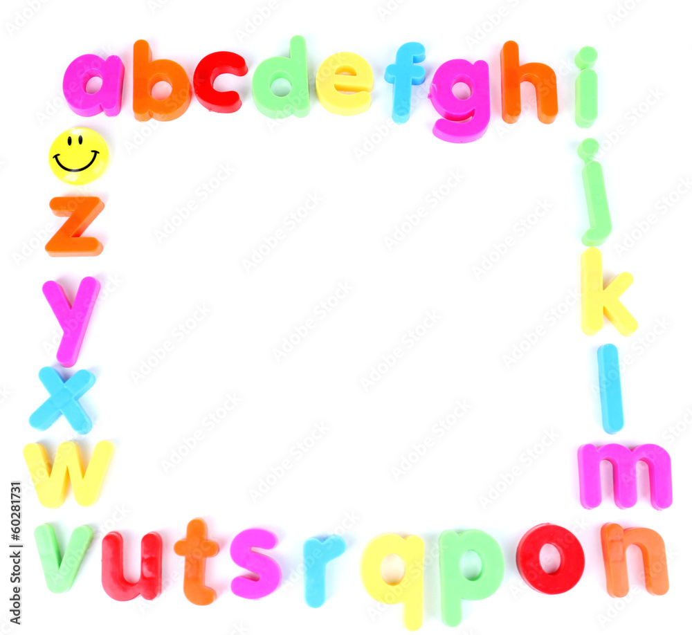 Colorful magnetic letters isolated on white Colorful magnetic letters isolated on white