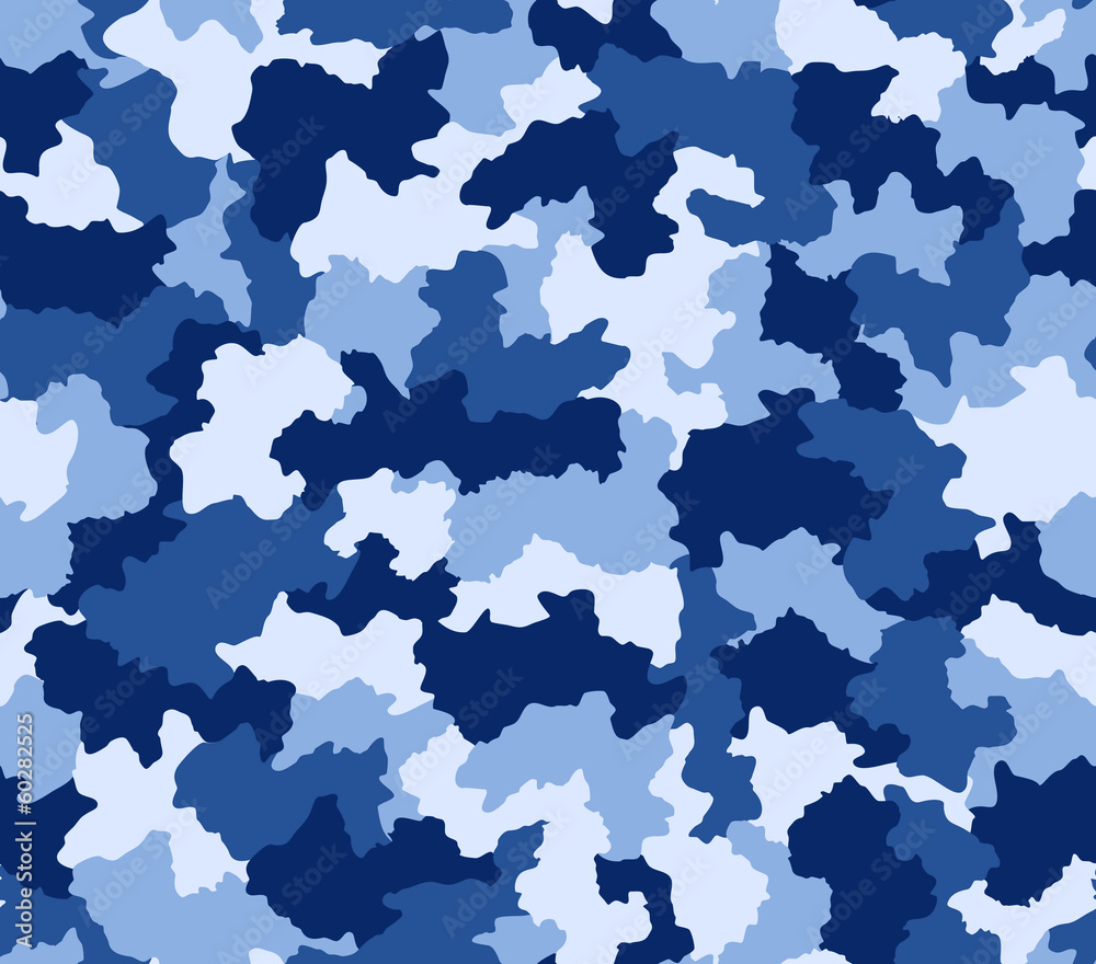 Blue camouflage seamless pattern