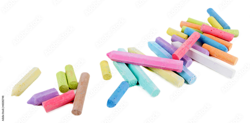 Fototapeta premium Chalks in variety of colors, isolated on white