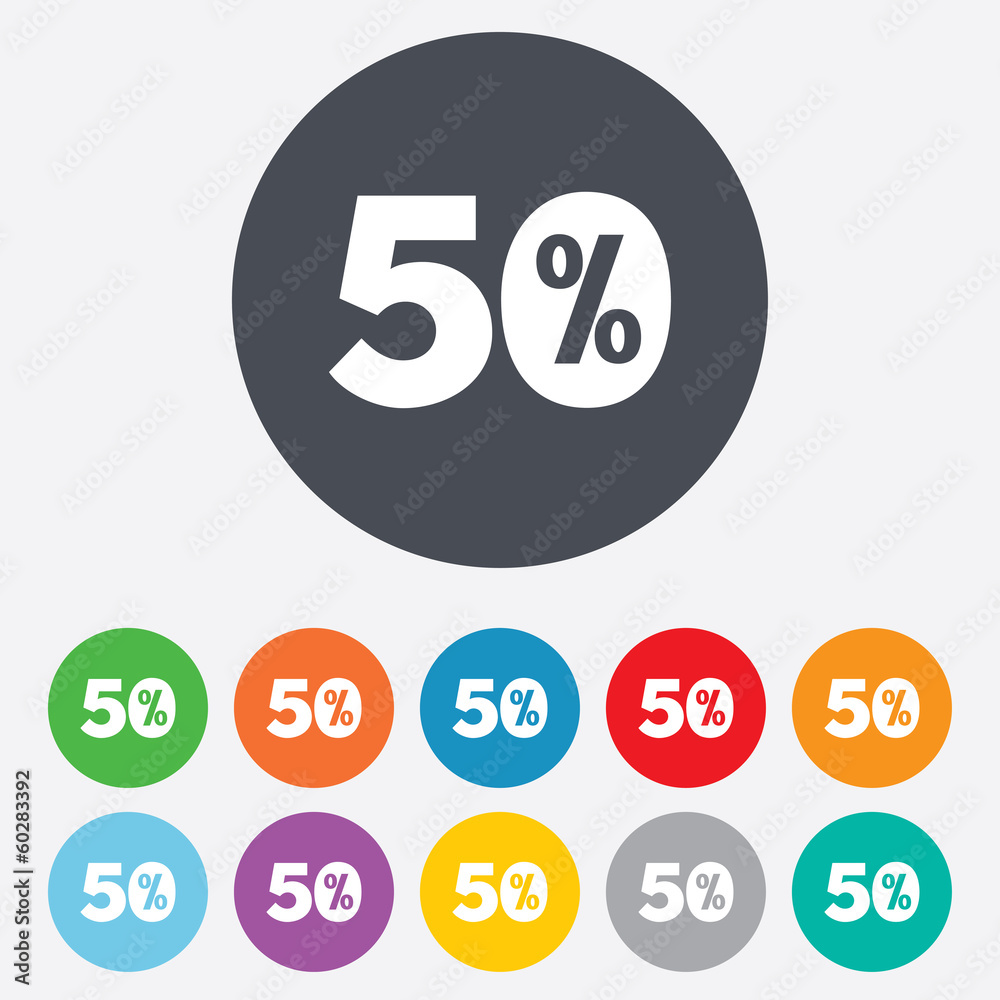 50 percent discount sign icon. Sale symbol.