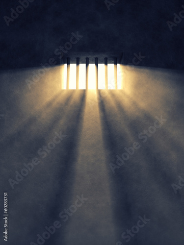 Prison cell interior , barred window , Freedom