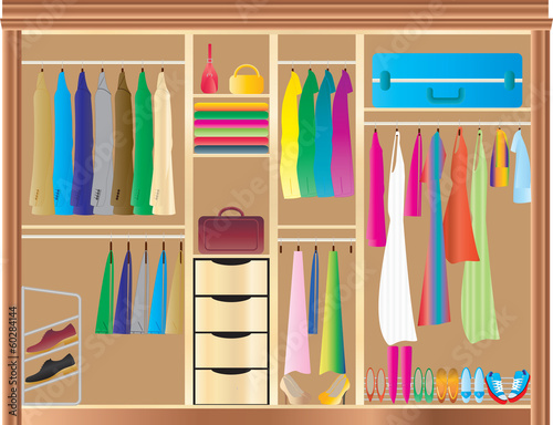 Fitted Wardrobe with clothes and shoes
