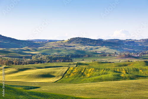 Outdoor Tuscan Val d Orcia green and yellow hills