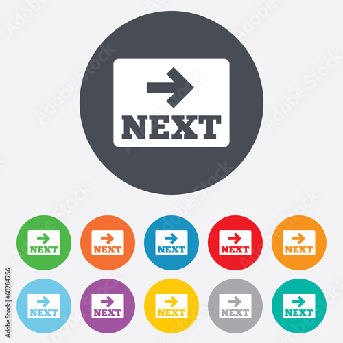 Arrow sign icon. Next button. Navigation symbol