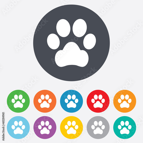 Dog paw sign icon. Pets symbol.