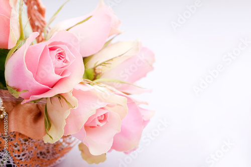 A Beautiful rose bourquet on bright background.