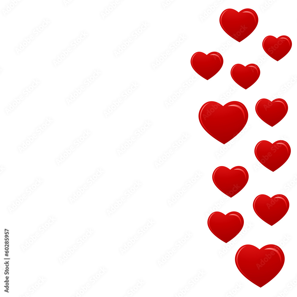 vector red hearts on white background