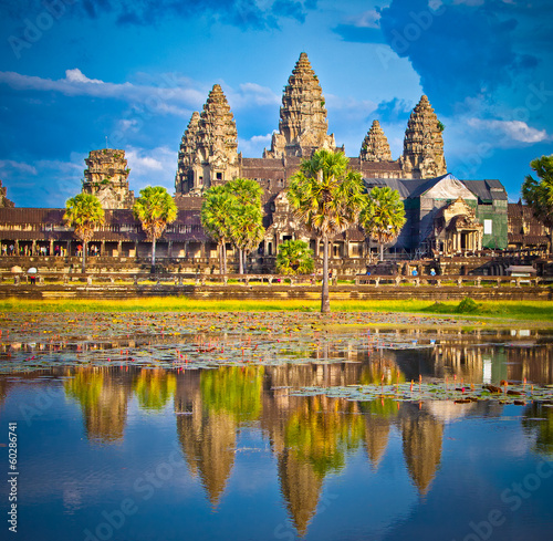 Famous Angkor Wat temple complex in sunset  Cambodia.