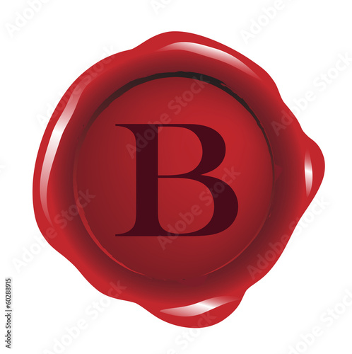 Red seal wax with alphabet letter B vector